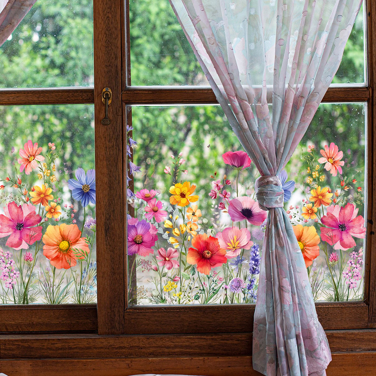 Reusable Flower Transparent Stained window sticker