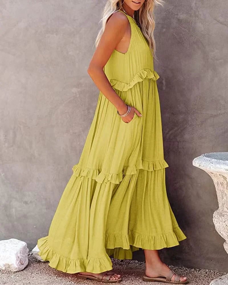 💥LAST DAY SALE 50% OFF💖Holiday Style Ruffled Long Dress