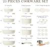 CAROTE 11pcs Pots and Pans Set Non Stick, Cookware Sets Detachable Handle, RV Kitchen Set Removable Handle, Oven Safe, Induction Ready, Stackable Non-stick Set, Cream White