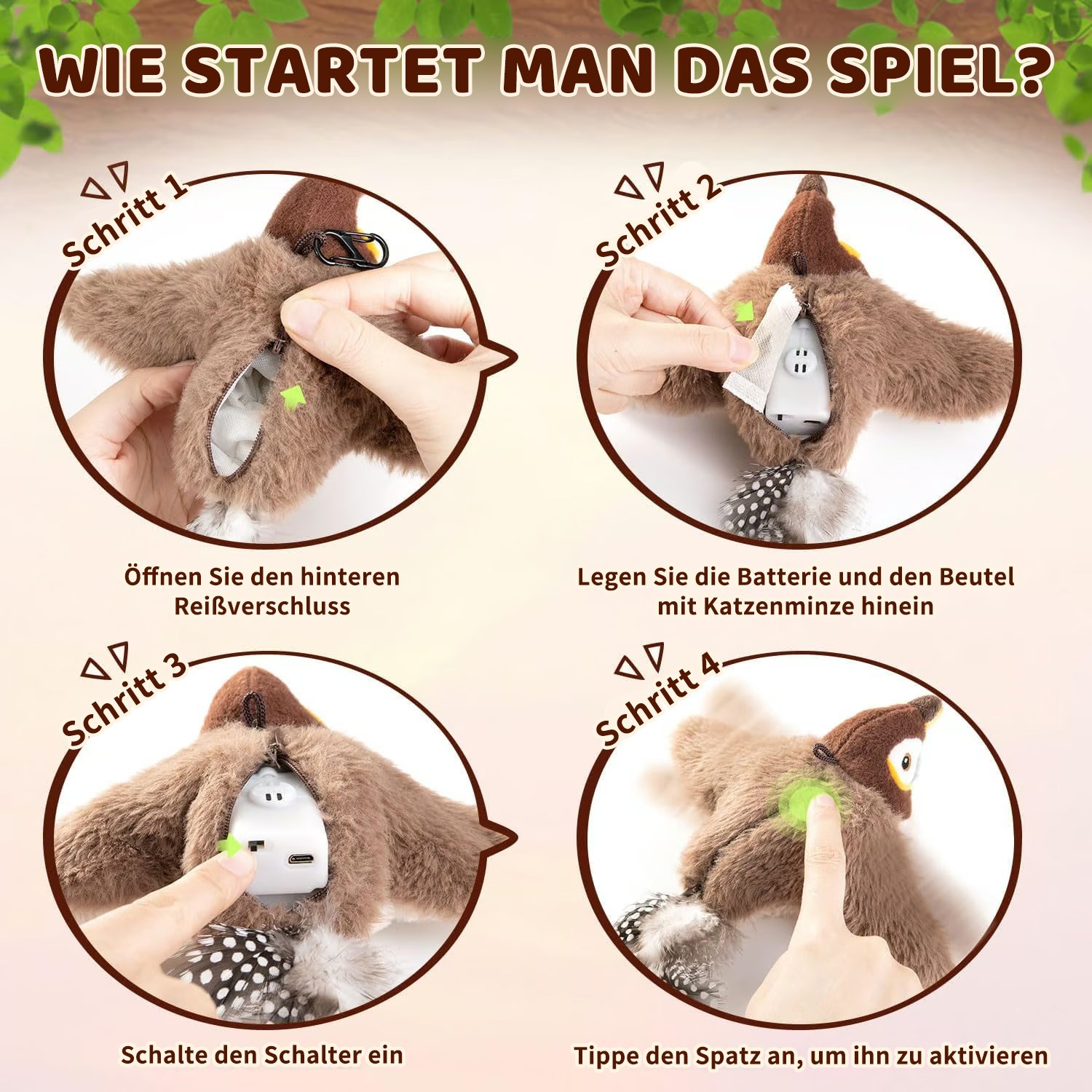 📢Letzter Tag: 49% Rabatt🐾Flappendes Vogel-Katzenspielzeug – USB-aufladbarer und bewegungsaktivierter zwitschernder Vogel
