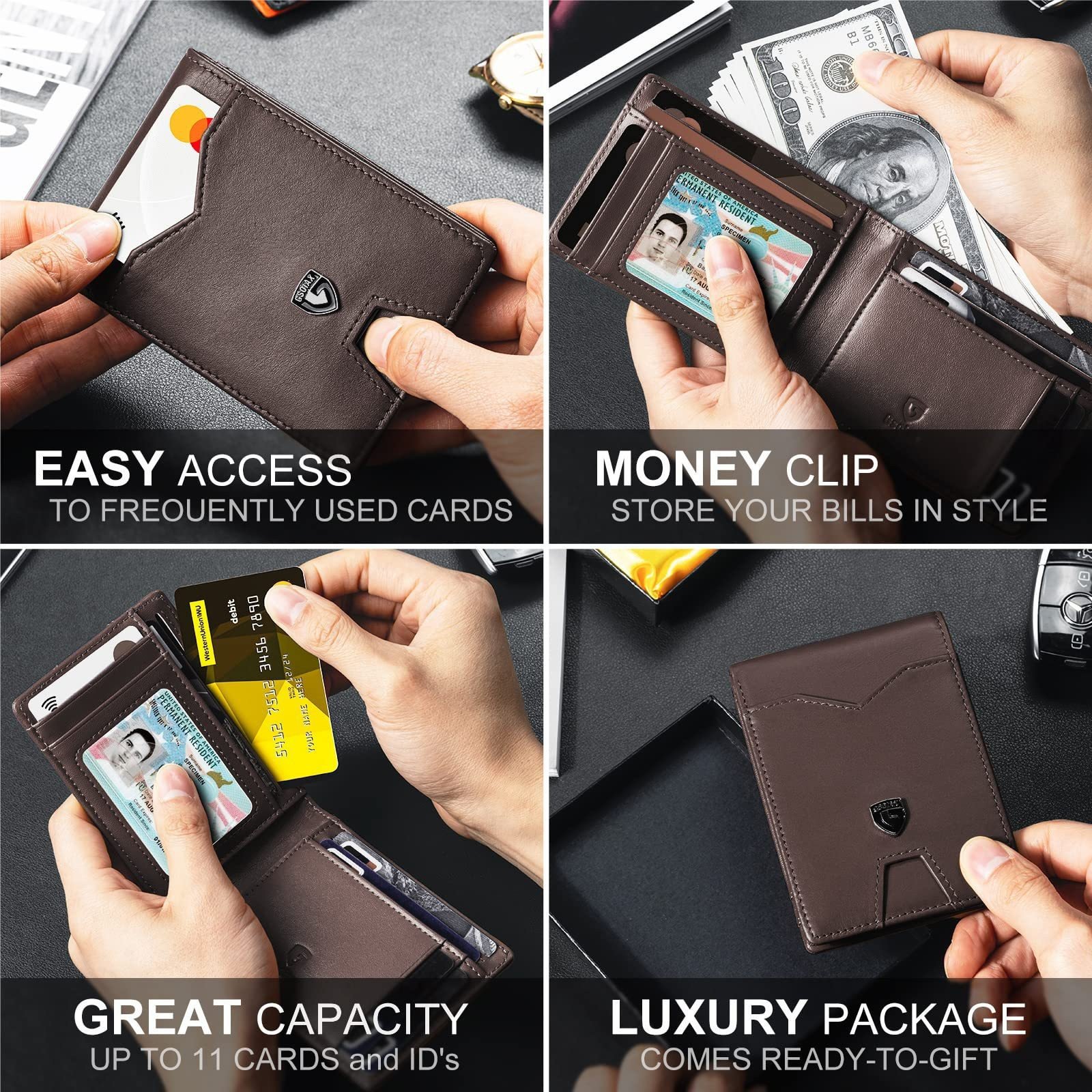 🔥Father's Day Promotion 70% OFF💥Men's Slim Leather RFID Blocking Wallet - Minimalist Carbon Fiber Bifold