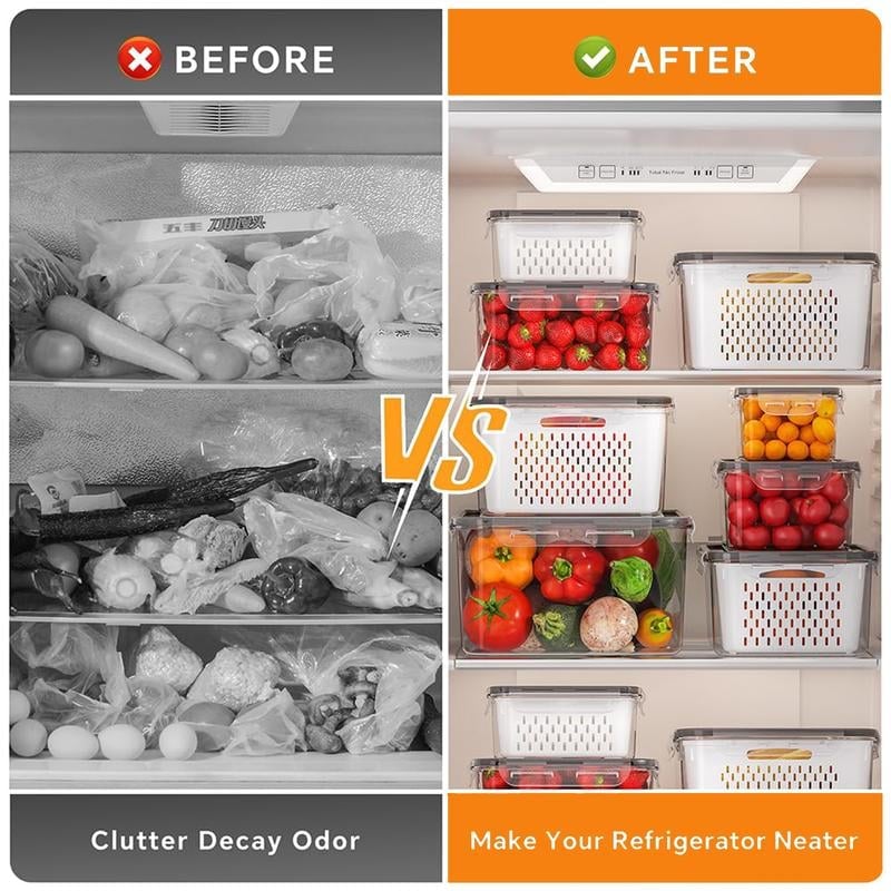 💖Mother's Day Sale 49% OFF🔥Household transparent plastic food storage box-Including drain basket💧
