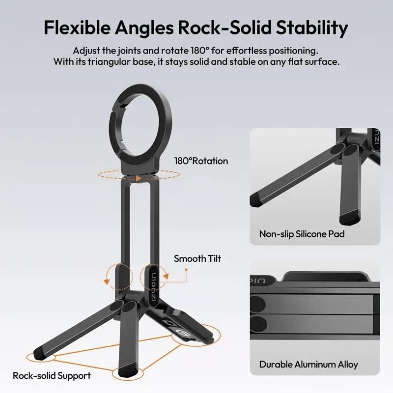 🍂TikTok Fall Mega Sale🎉Magnetic Phone Tripod for iPhone, MA38 Portable Phone Holder Mini Tripod for Magsafe