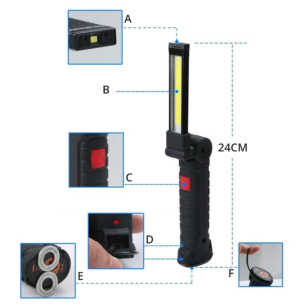 (Christmas Big Sale!- 50% OFF)COB LED flashlight Work light USB rechargeable Inspection Light