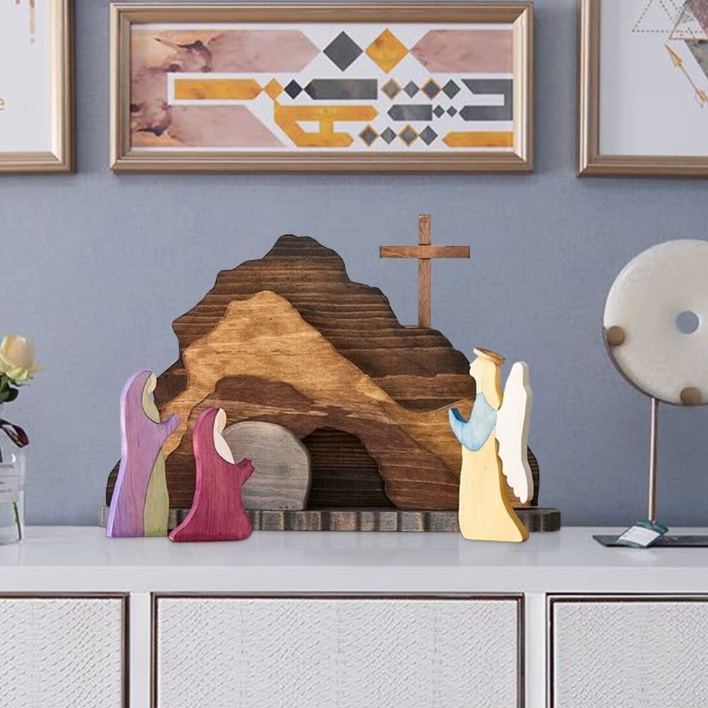 Handmade Jesus Tomb-Easter Scene Wooden Decoration