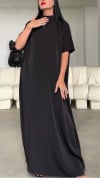 Women's Round Neck Solid Color Loose Dress+shawl Two-piece Set