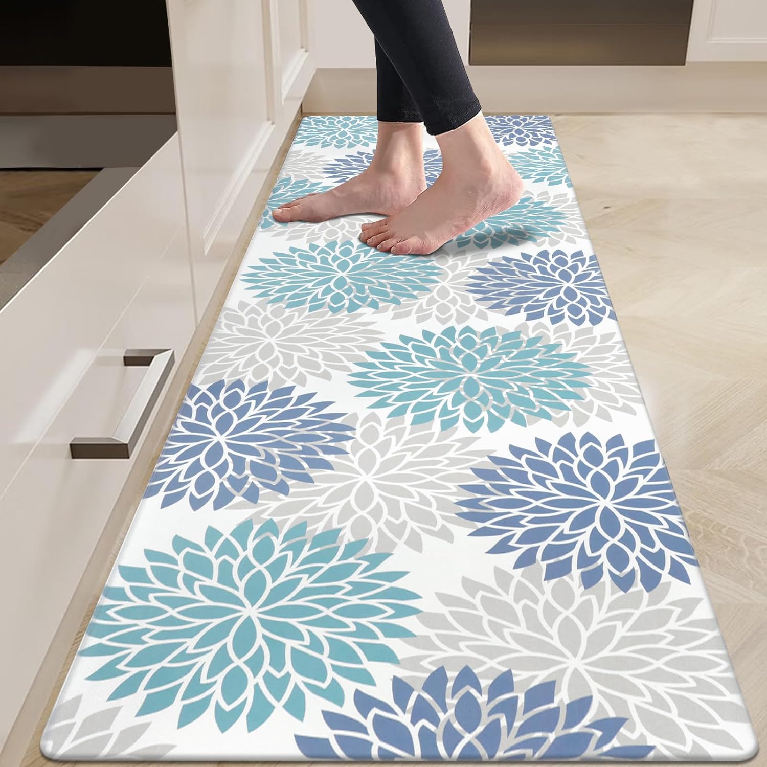 HEBE Anti Fatigue Kitchen Rug Sets 2 Piece Non Slip Kitchen Mats for Floor Cushioned Kitchen Rugs and Mats Waterproof Comfort Standing Mat Runner for Kitchen,Home Office,Sink,Laundry