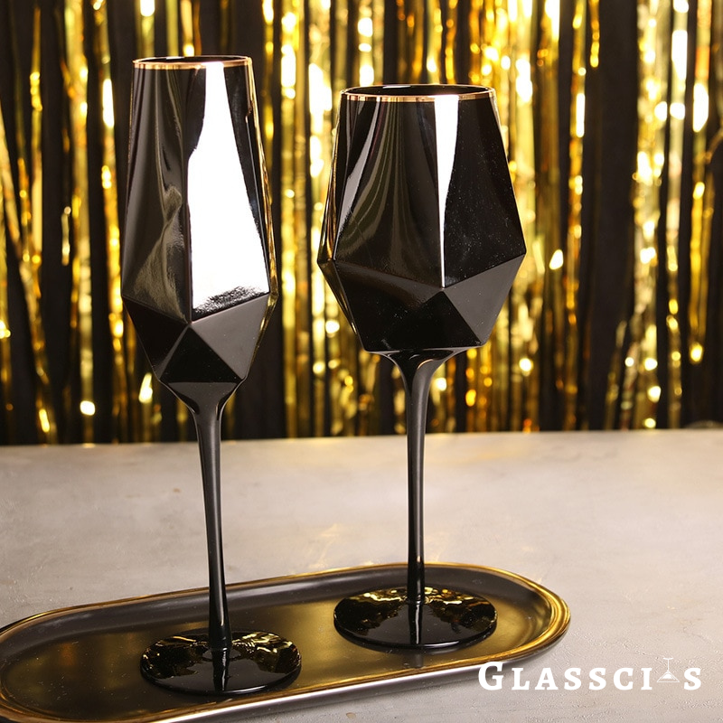 Black and Gold Wine Glasses