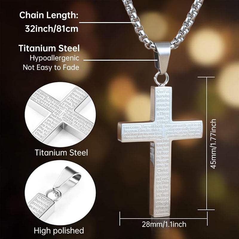 🎁TikTok Last Day Sale - 70% OFF🎉Lord‘s Prayer Scibble Cross Necklace