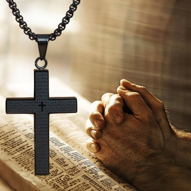 🎁TikTok Last Day Sale - 70% OFF🎉Lord‘s Prayer Scibble Cross Necklace