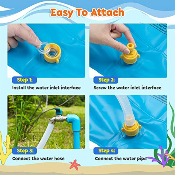 Kids Outdoor Water Play Sprinkler Mat, Perfect for children infants toddlers,boys and girls