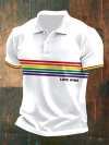 Men's Pride Month Rainbow Love Wins Print Polo Shirt Top