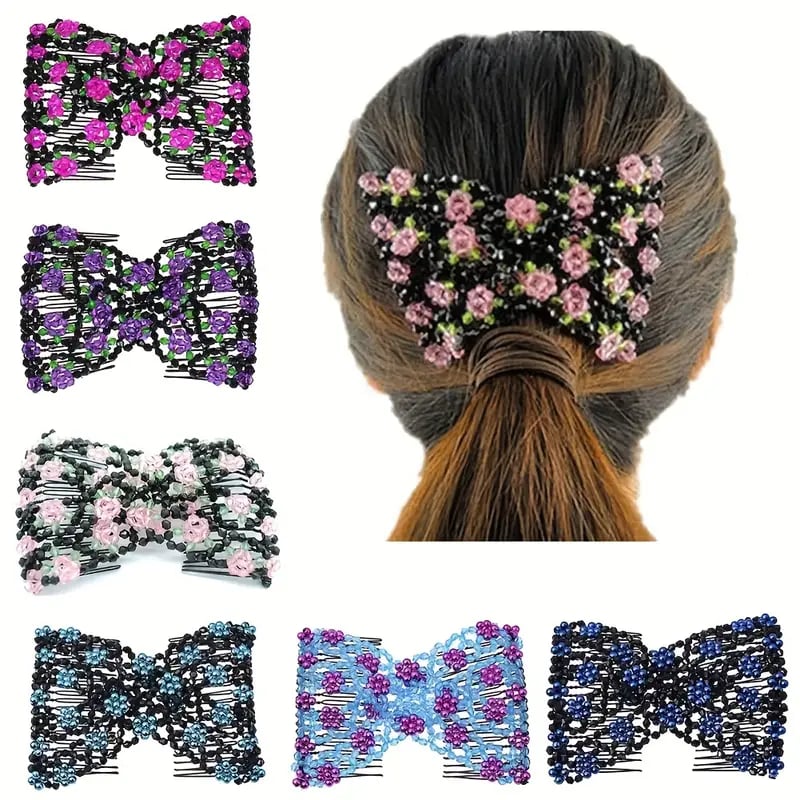 🔥Christmas Sale 48% OFF🎄Magic Flower Elastic Double Row Hair Comb