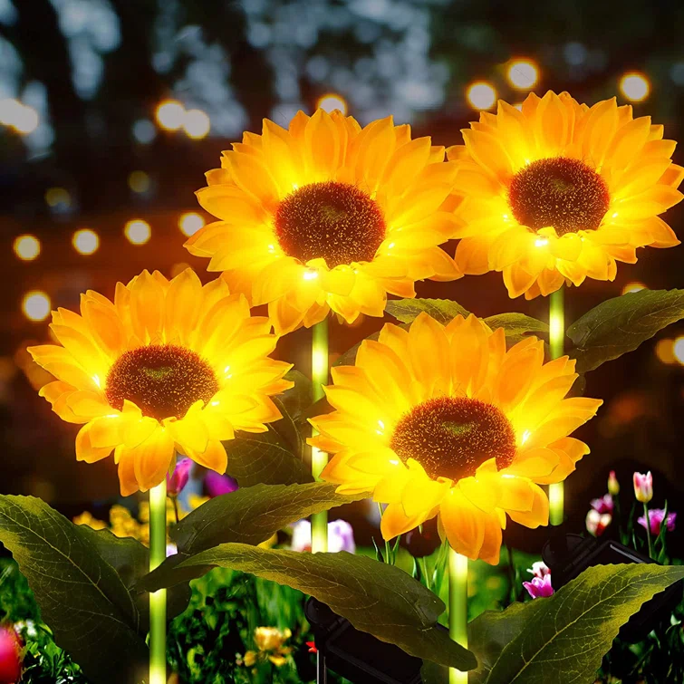 🎊HOT SALE🌻 Waterproof Solar Garden Sunflower Lamp (4 Pack&Buy 2 Free Shipping）