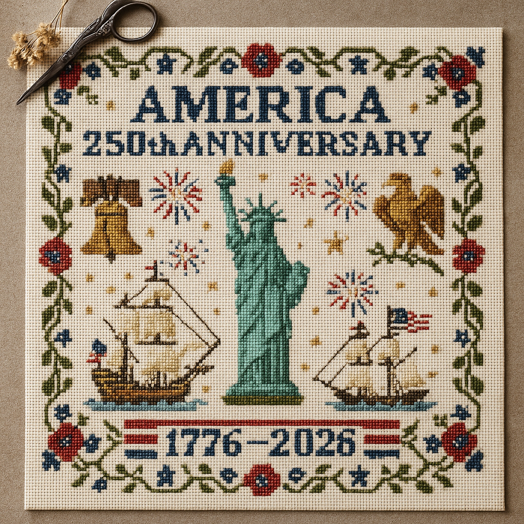 🏆Flash Sale 60% OFF - US 250th Anniversary Cross Stitch Kit