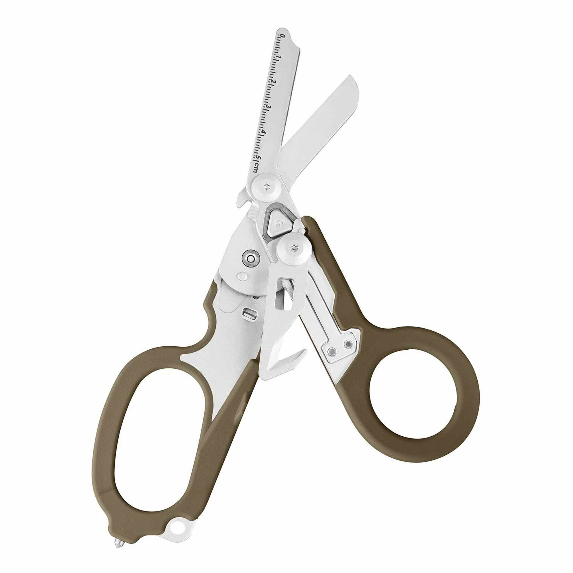 6 In 1 Emergency Rescue Foldable Shears with Strap Cutter & Glass Breaker & Oxygen Tank Wrench