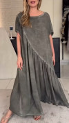 Women's Round Neck Spliced ??loose Casual Dress