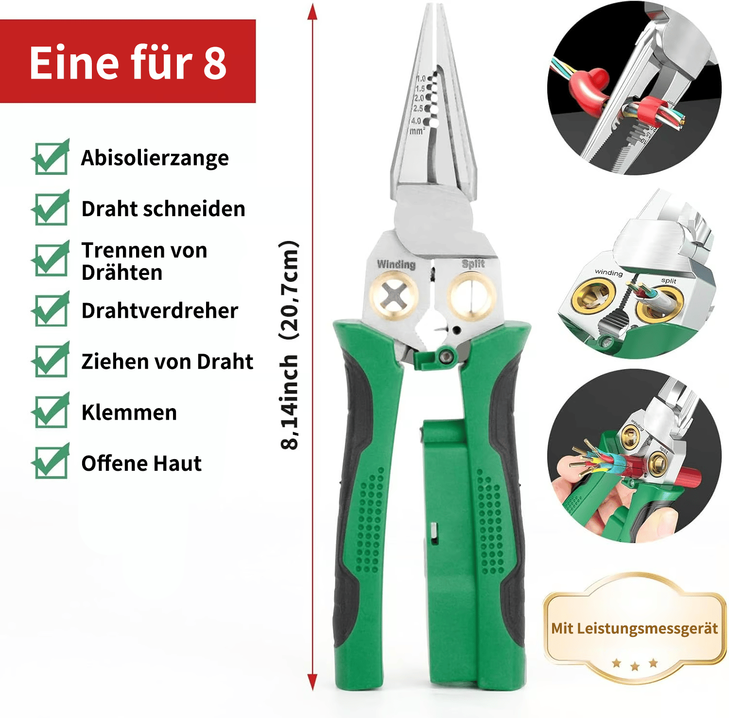 🔥Letzter Tag Verkauf 49% Rabatt🔥8-in-1-Drahtabisolier- und Verdrehpzange zum Schneiden und Ziehen von Drähten – Kabelklemme, Spannungsprüfzange