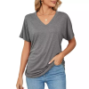 💝Summer new casual v-neck solid color loose t-shirt