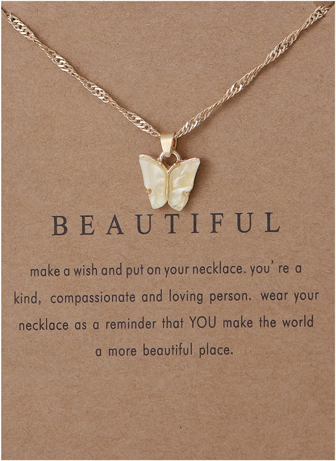 Colorful Acrylic Butterfly Pendant Necklace Bohemian Adjustable Retro Card Clavicle Chain Insect Animal Necklace for Women Girl Teen Friend Friendship Party Jewelry Gift