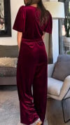 Women's V-neck Lace-up Suede Casual Jumpsuit
