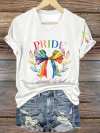 Women's Rainbow Bow Faith Club V-neck Print T-shirt Top