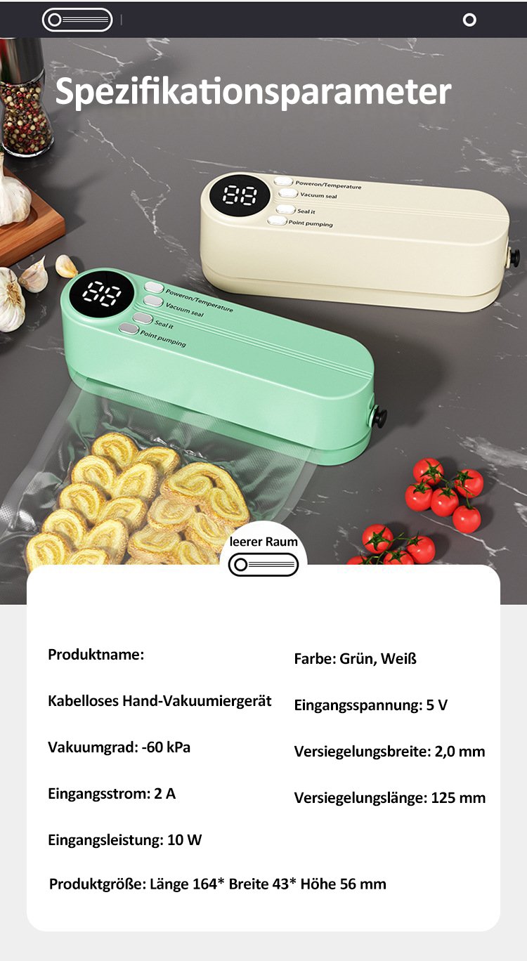 🔥Letzter Tag Verkauf 49% Rabatt ✨✨Mini Akku Vakuumierer – Wird mit Frischhaltebeutel geliefert