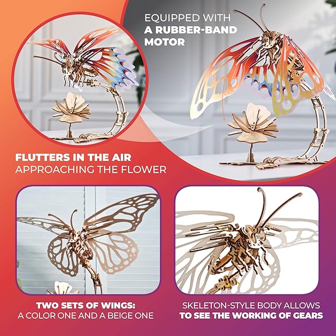 🦋3D Wooden Mechanical Butterfly