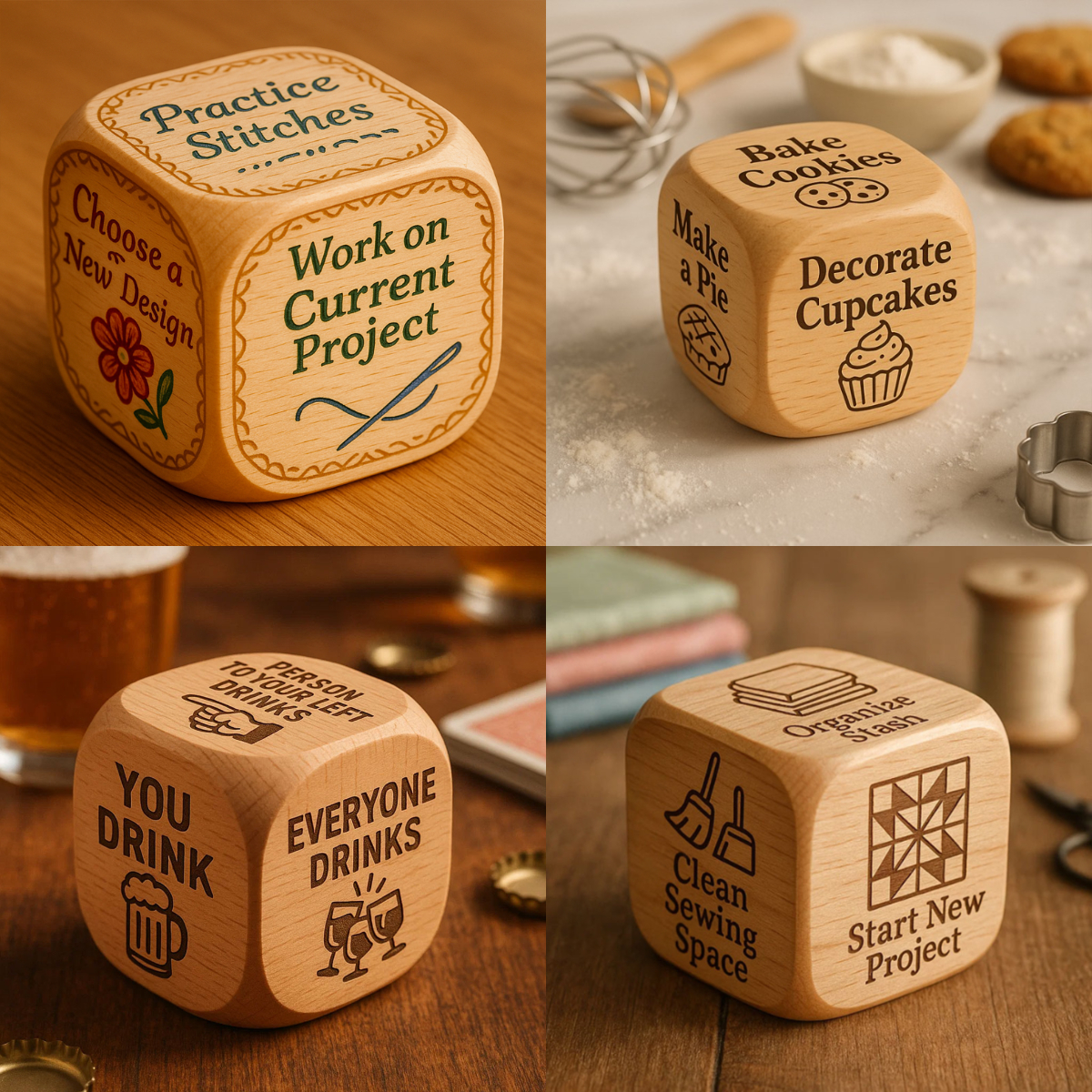 🔥🎄Handmade Wooden Patchwork Decision Dice
