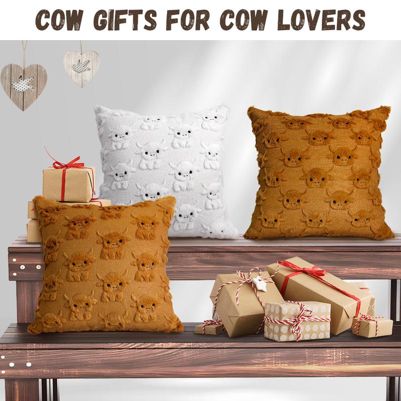 🐮 Highland Cow Pillow Covers – Cozy Farmhouse Charm
