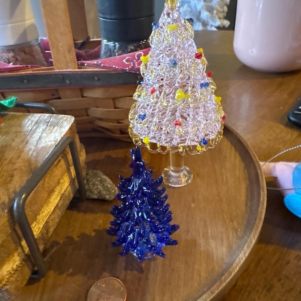 🔥🎄Handmade stained glass miniature Christmas tree, luminous glass Christmas tree, Christmas ornaments glass tree decoration, Christmas gift🎄