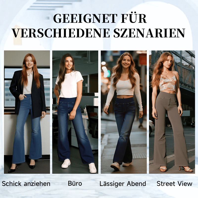 Damen Hochtaillierte, Gewaschene, Weite Baggy-Strickjeans mit Stretch und Mehreren Taschen – Bequeme Freizeit-Denim💥Kostenloser Versand