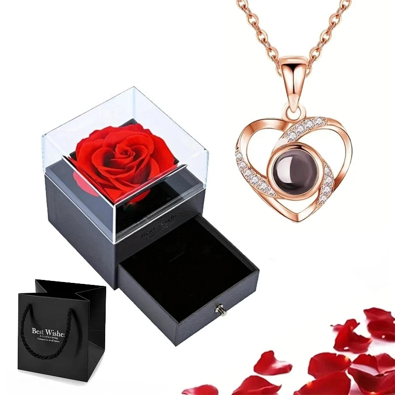 ❤️Mother's Day：Projection Necklace Set With Rose Gift Box