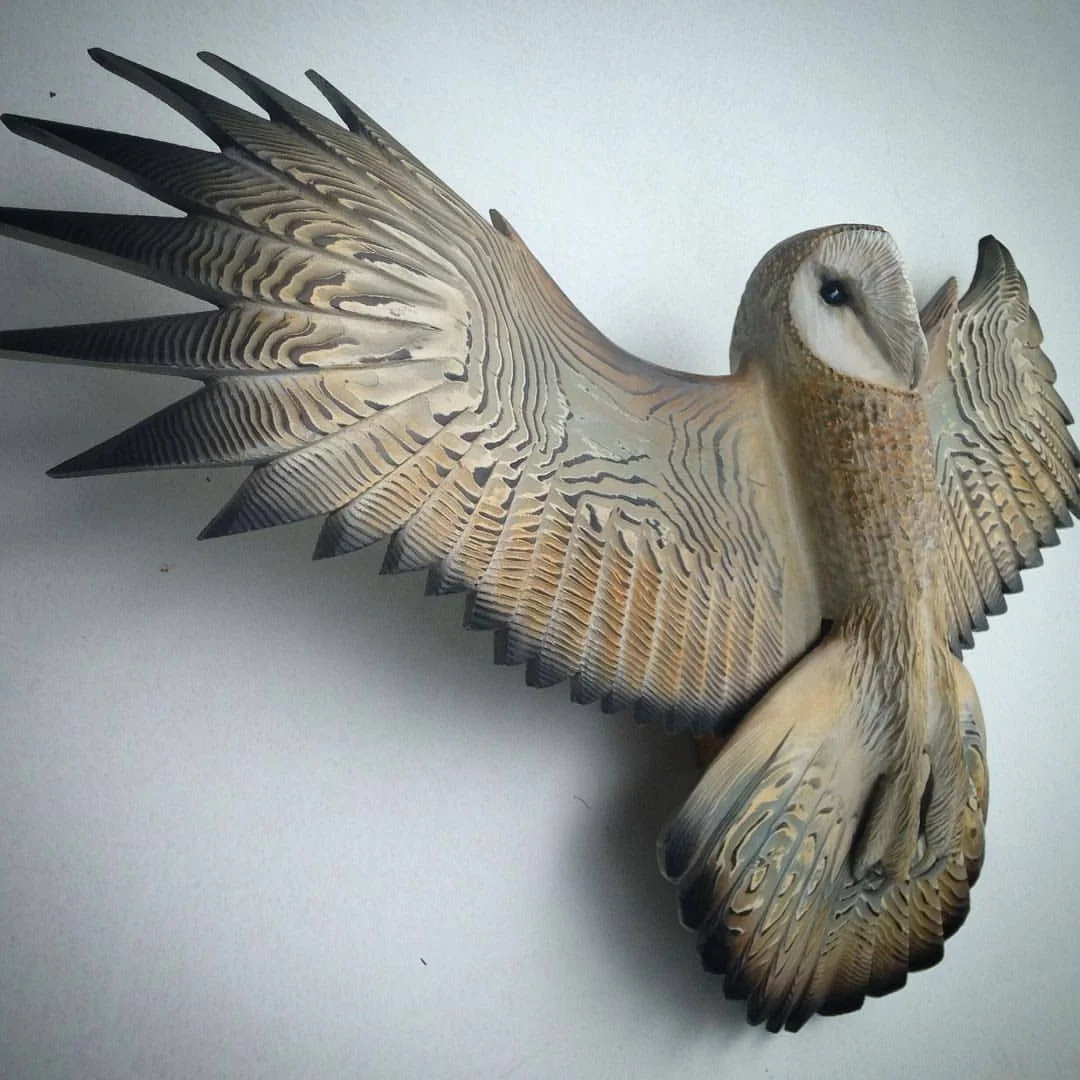 💓💓Mother's Day Hot Sale-Barn Owl Sculpture Wall Art - Hand Carving Art