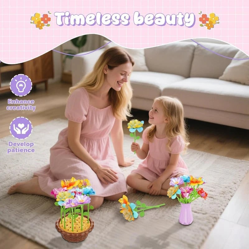👨‍👩‍👦🎁Kids DIY Flower Craft Kit – Press & Build Your Own Bouquets