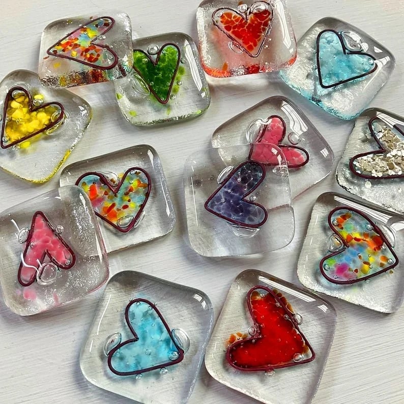 (🌲EARLY CHRISTMAS SALE - 50% OFF) Fused Glass Heart Pocket Token - Buy 6 Get Extra 20% OFF & Free Shipping