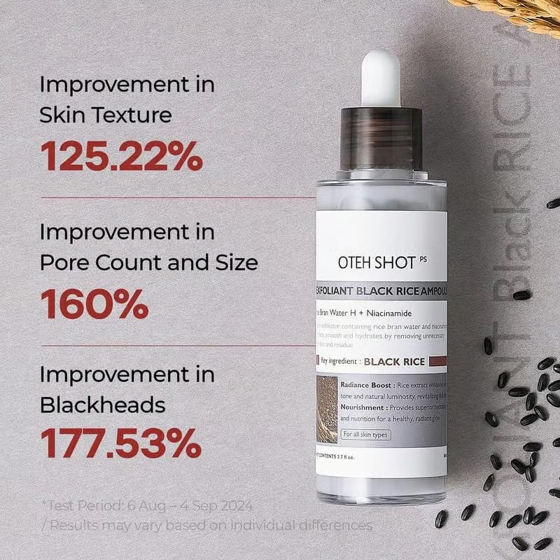 💥OTEH Shot Glow Rice Ampoule Duo - Serums for Brightening, Exfoliating, and Moisturizing🌾