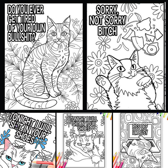 🔥Last Day Promotion 70% OFF💥Funny Kitty Memes Coloring Book For Adult Relaxation