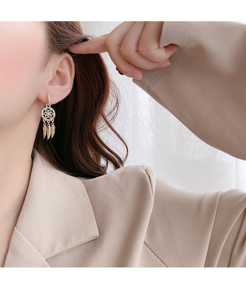 💖Valentine's Day Sale - 50%🎁 Dreamcatcher Golden Earrings