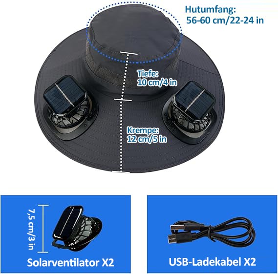 🔥LETZTER TAG 49 % RABATT⚡Neuer ultraleichter Sonnenhut mit Solarventilator