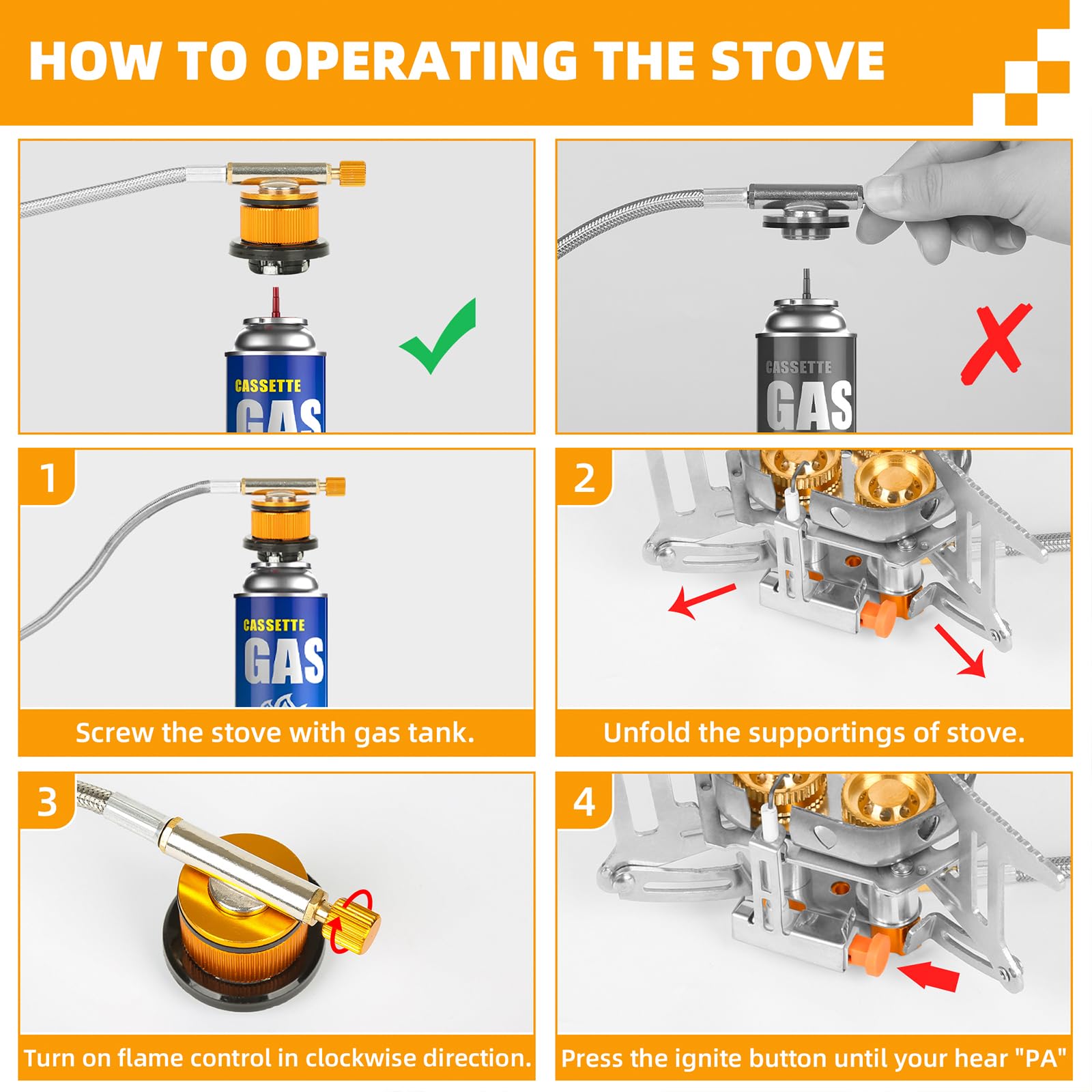 🔥LAST DAY 57% OFF🌟9900W/12800W Windproof Camping Stove, Camping Gas Stove with Piezo Ignition
