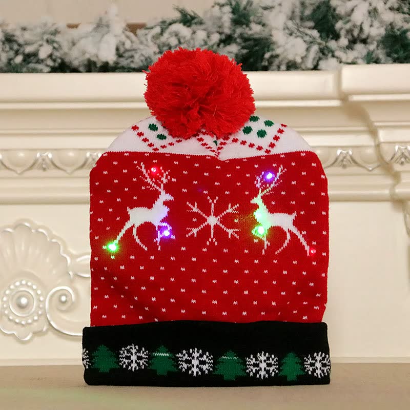 (🎄🎅 Christmas Early Special Offer -50% OFF) 🎅Christmas Colorful Glowing Knitted Hats, Buy 3 Free Shipping