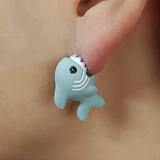 Cute animal bite earring