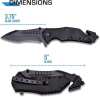 Pocket Knife Full Edge Spear Point Recurve Blade + Glass Breaker & Cord Cutter