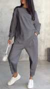 Casual Round Neck Long Sleeve Two Piece Suit