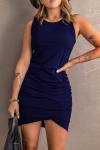 BTFBM Women 2024 Summer Sleeveless Tank Dresses Crew Neck Slim Fit Short Casual Ruched Bodycon Party Club Mini Dress