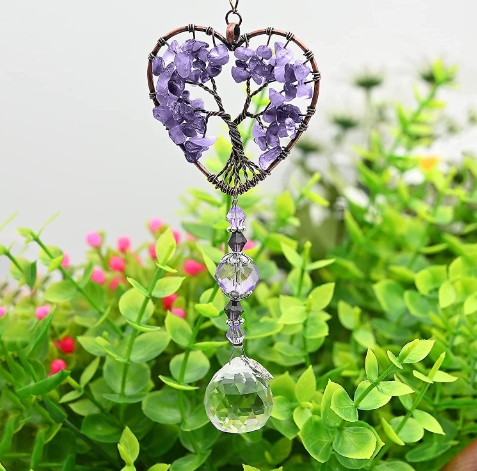 Handmade Fantasy Tree of Life Hanging Crystal Pendant Decor