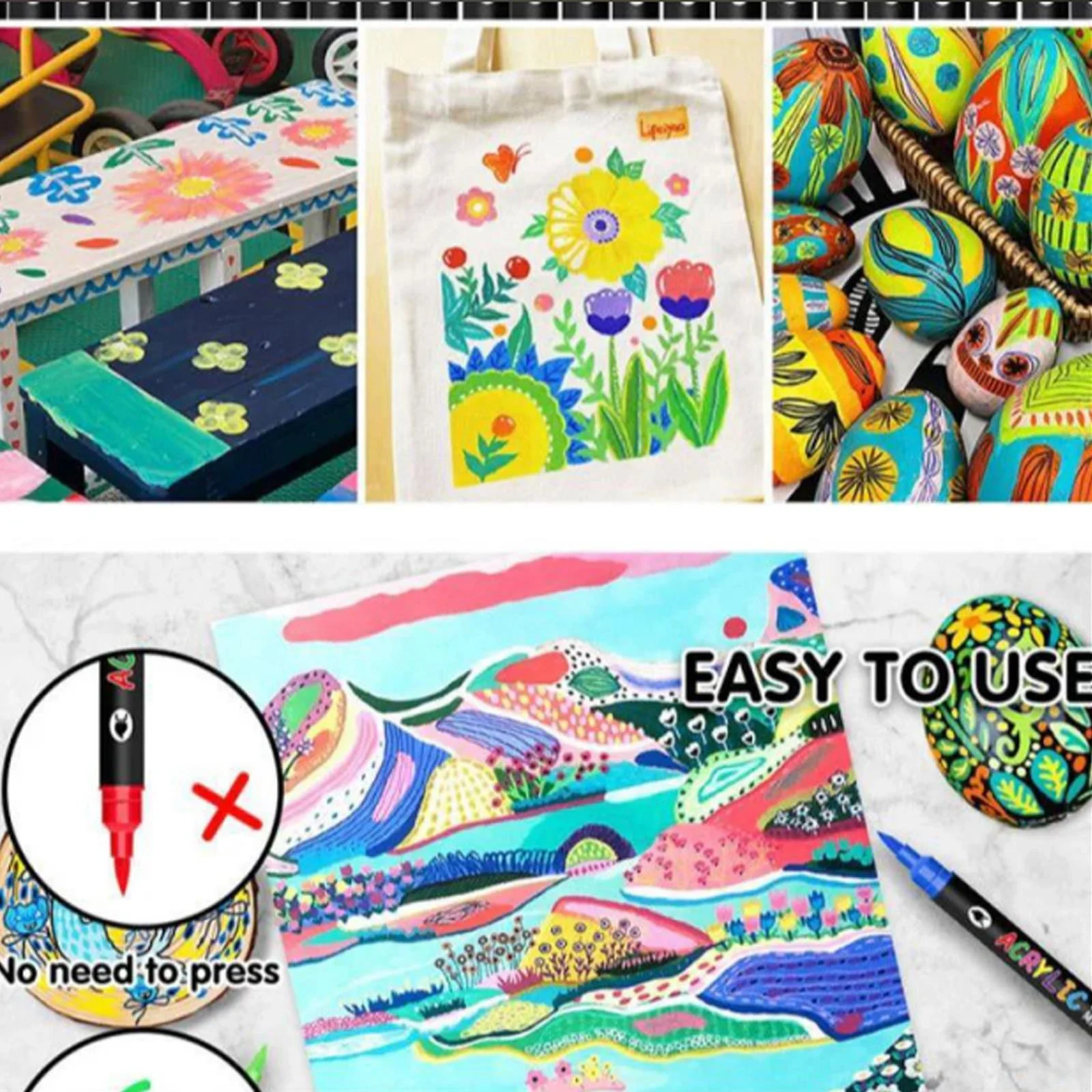 🔥Last Day 49% OFF -48 Colors Acrylic Paint Markers, Dual Tip Drawing Marker Pen