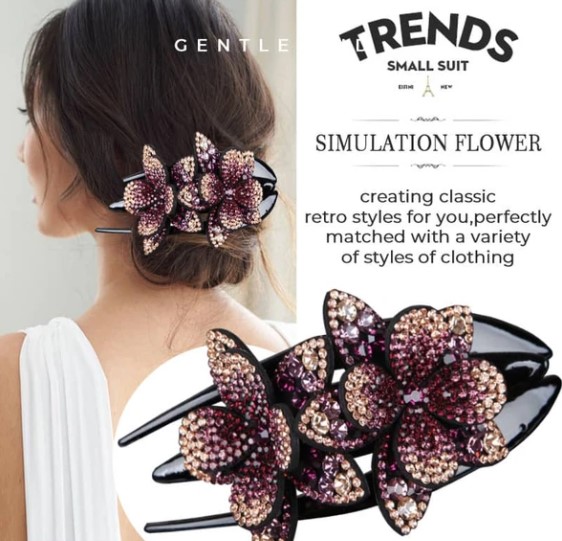 (EASTER SALE - SAVE 50% OFF)Rhinestone Double Flower Hair Clip