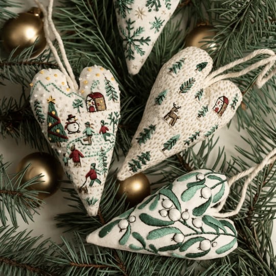🔥Last Day Promotion 70% OFF🔥DIY Heart Shaped Hand Embroidered Christmas Ornament/Ornament Kit